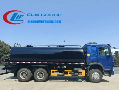 Rear view of the stainless steel water tanker showing the high-pressure water cannon and working platform