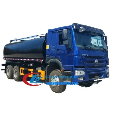 Side view of the water tanker with front, rear and side spray nozzles for road cleaning