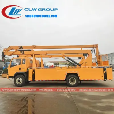 Aerial platform with insulated fiberglass basket and safety gates in use on a streetlight