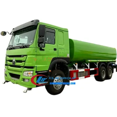 Rear view of the HOWO water truck with high-pressure cannon and working platform