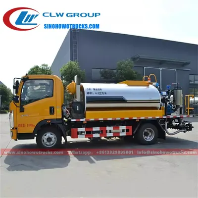 Rear view of the asphalt spreader with the Italy imported burner and exhaust system