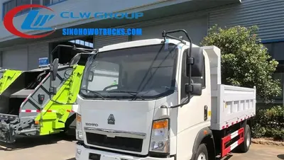 Sinotruk HOWO 3 ton light duty dump truck in white with hydraulic lifting system and Q345 steel box body