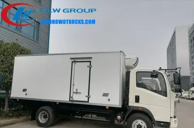 Sinotruk HOWO 3 ton refrigerated truck in white with Thermo King unit and rear doors open