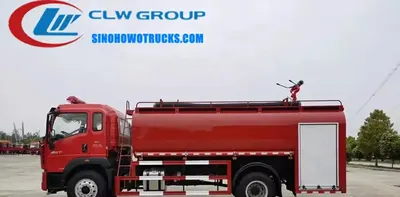 Rear pump room of the HOWO fire tanker showing gauges and control switches