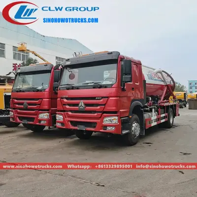 Rear view of the HOWO sewage truck showing the 6 inch disc valve and tank discharge outlet