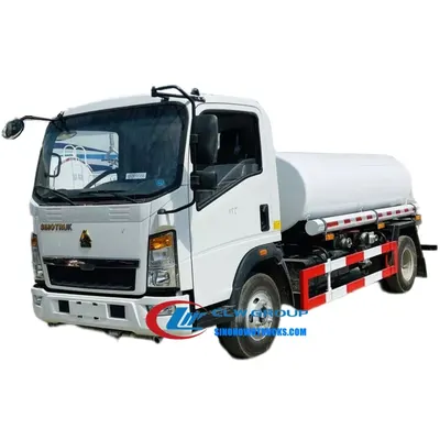 Rear view of the mini water truck with water jet gun mounted and ready for high reach spraying