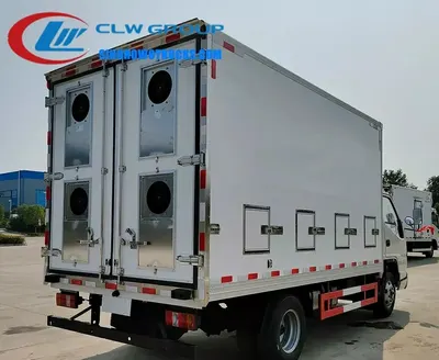 Rear view of the HOWO chick carriage truck with tailgate and exhaust fans