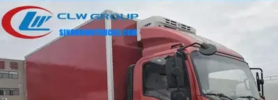 Side view of the HOWO reefer truck showing the insulated body and FRP cladding