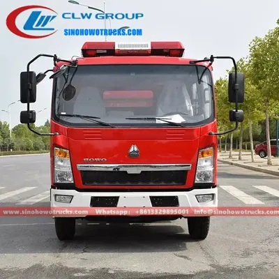 Side view of the mini fire truck with aluminium roller shutter lockers open