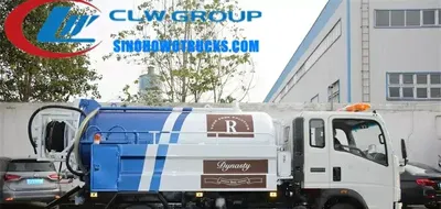 Side view of the HOWO sewer jetter truck showing the 6000L vacuum tank and 2000L jetting tank