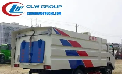 Sinotruk HOWO 7m3 truck mounted sweeper in metallic grey with front-mounted brooms and side-mounted dustbin