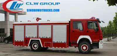 Sinotruk HOWO 8000L water tender fire truck in fire service red with PS50 monitor mounted on the cab roof