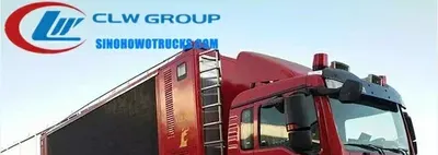 Rear view of the HOWO LED fire propaganda truck with double-color scrolling marquee