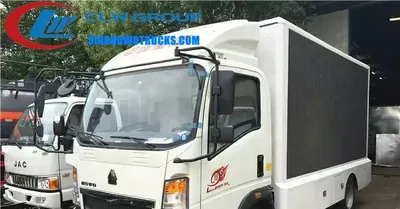 Rear view of the HOWO LED screen truck with double-color scrolling marquee and LED display
