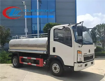 Rear view of the HOWO milk delivery truck with 60/30 pump and CIP cleaning access point