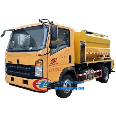 Rear view of the HOWO mini jetting truck with vacuum pump and high-pressure pump mounted on chassis