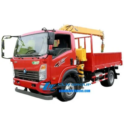 Side view of the mini crane truck showing the 360-degree rotating crane and high-strength steel body