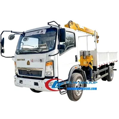 Rear view of the crane truck with the float three-point bridge structure and hydraulic system visible