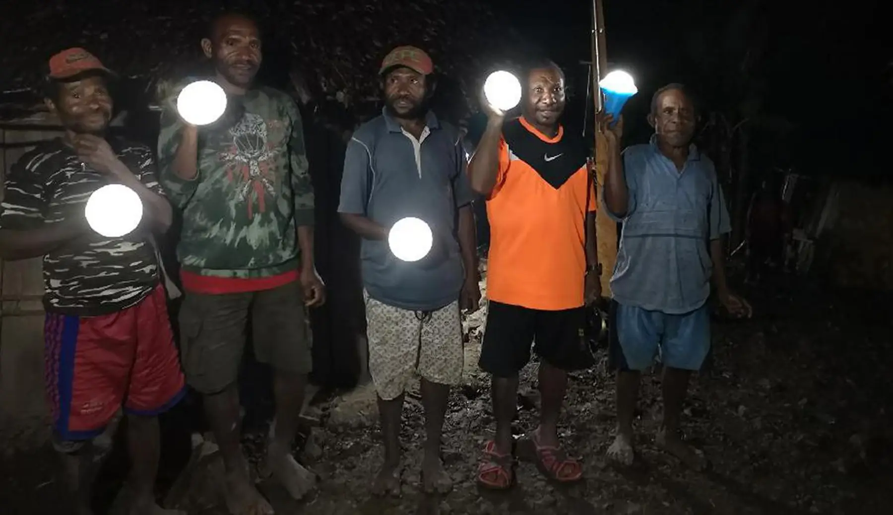 Sinoware solar lanterns lighting a group of people outdoors at night