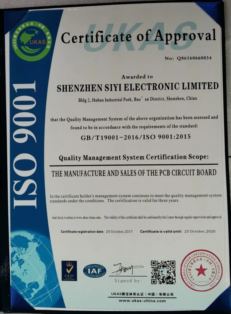 ISO 9001 certificate