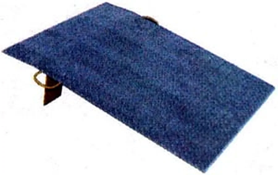 Painted steel dock plate with a lifting ring and a folding support leg