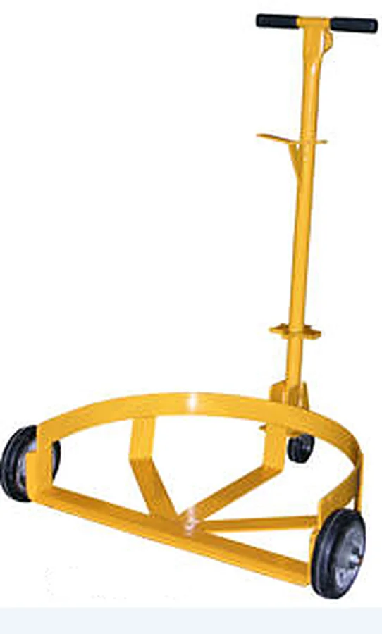 Yellow drum caddy with T-handle and four swivel casters