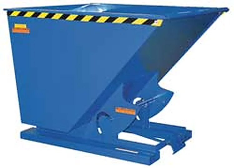Standard steel self-dumping forklift hopper in blue