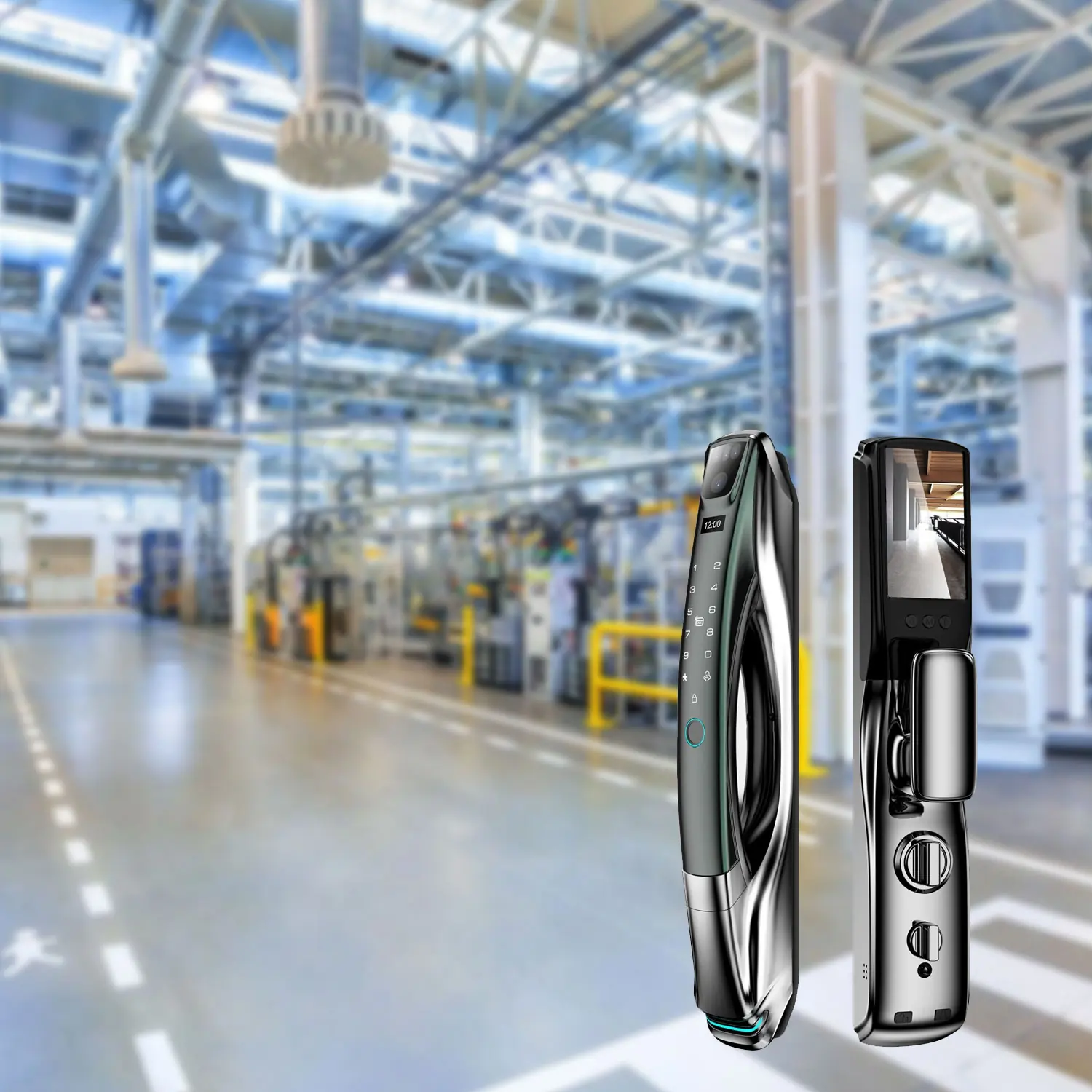 Ostuyad smart lock shown against an industrial
facility