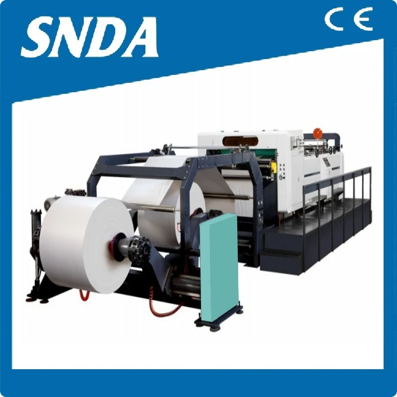 HQ-H1400 and HQ-H1700 high speed paper sheeters with paper reels feeding into the machine