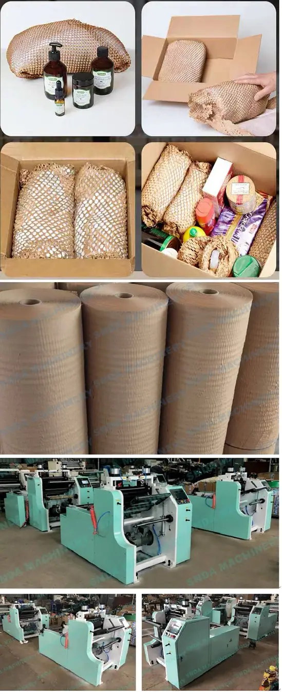 Kraft reel loaded on the 3 inch inflatable air shaft of the honeycomb paper machine