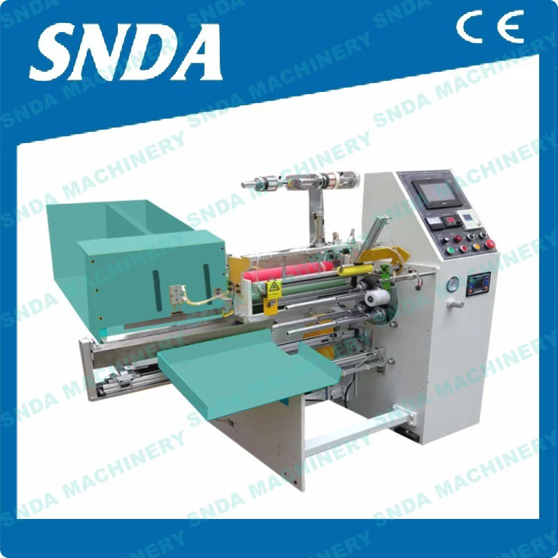 Kraft paper being slit into narrower rolls on the SD-ZB260 machine