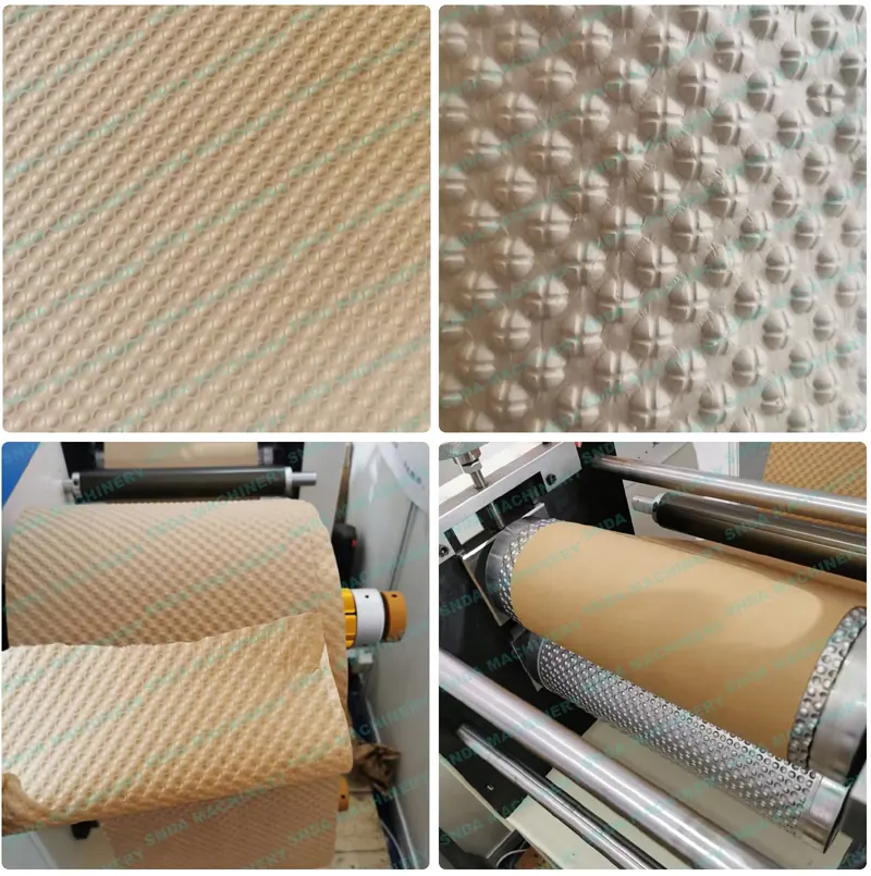 Machine with optional laminating unit adding a soft white backing layer to the bubble paper