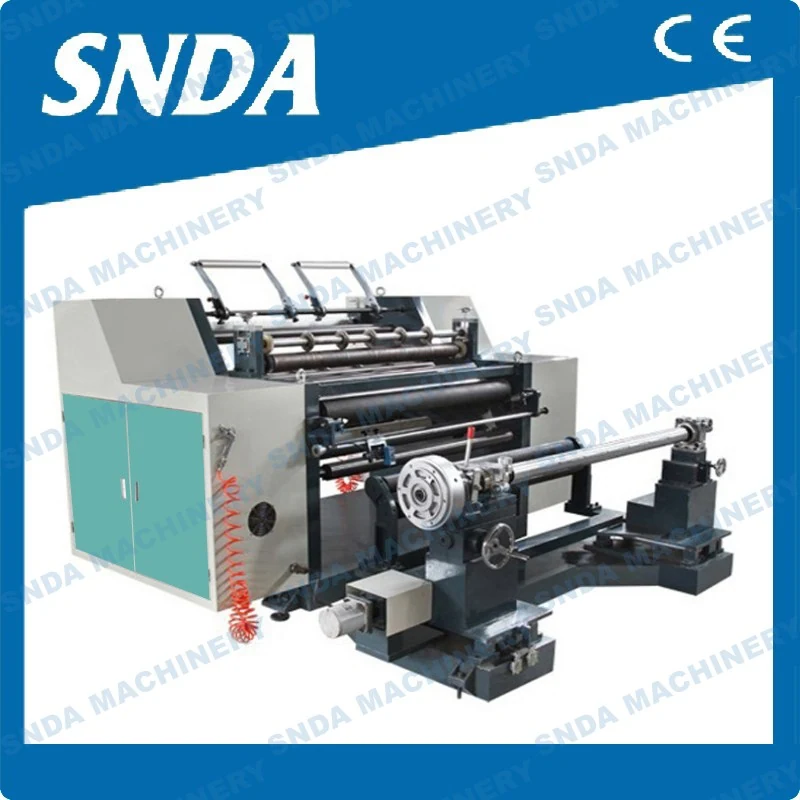 Horizontal kraft paper slitting machine with unwinding and rewinding shafts at front and back