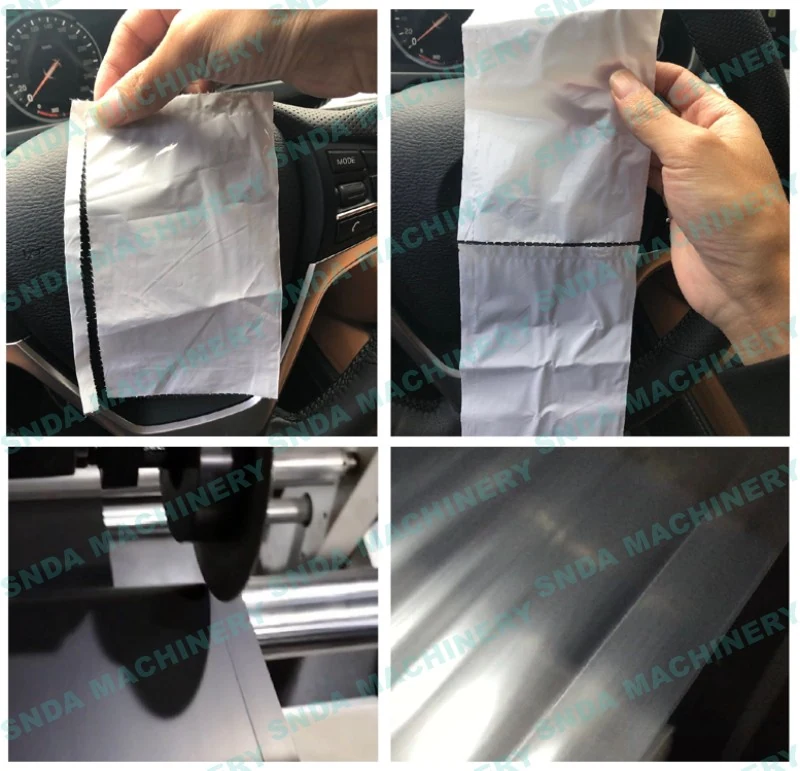 Finished pre-opened bag roll with zigzag point connection and open side