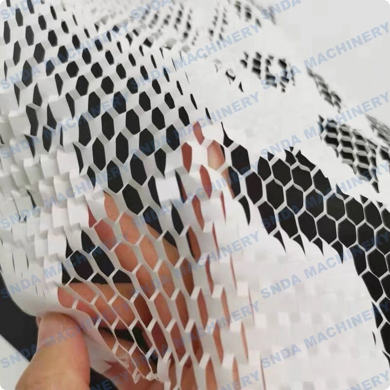 Close-up of interlocking paper structure in the honeycomb paper