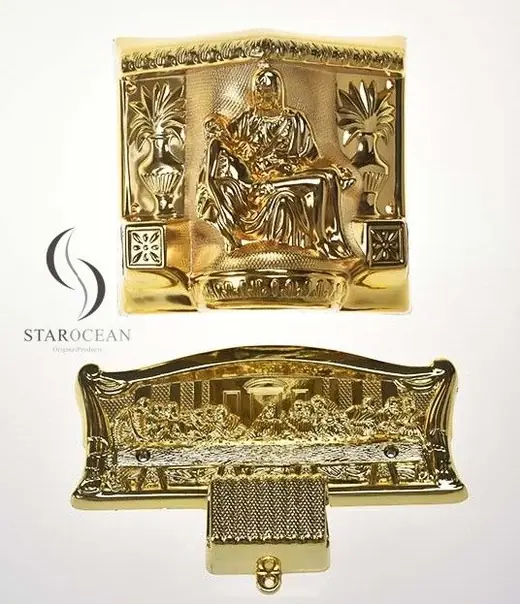 Last Supper Design Coffin Decorative Corner 24K Gold Metal Non-toxic Dignified 9#