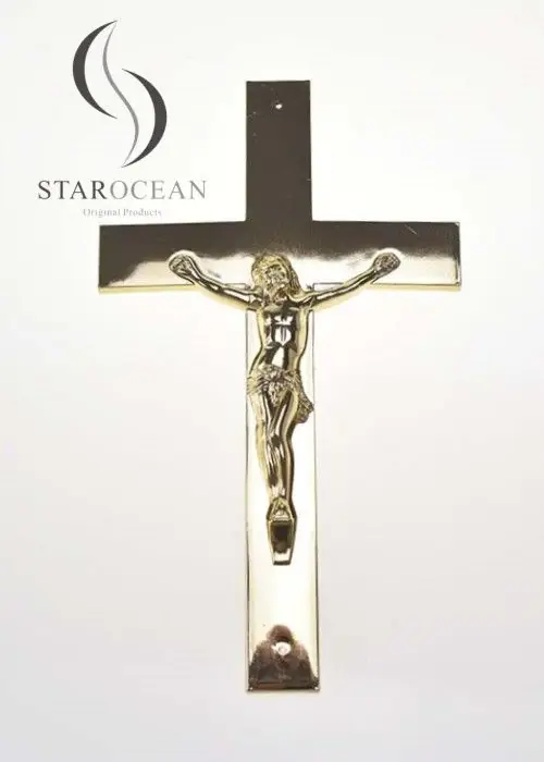 Golden PP Recycled Material Catholic Funeral Cross Classic Style ECO Friendly PF-02