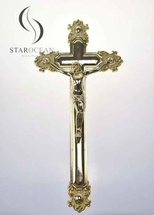 Gold High Quality Plastic Jesus Funeral Cross Coffin Accessories OEM/ODM Service PJ03 view 1