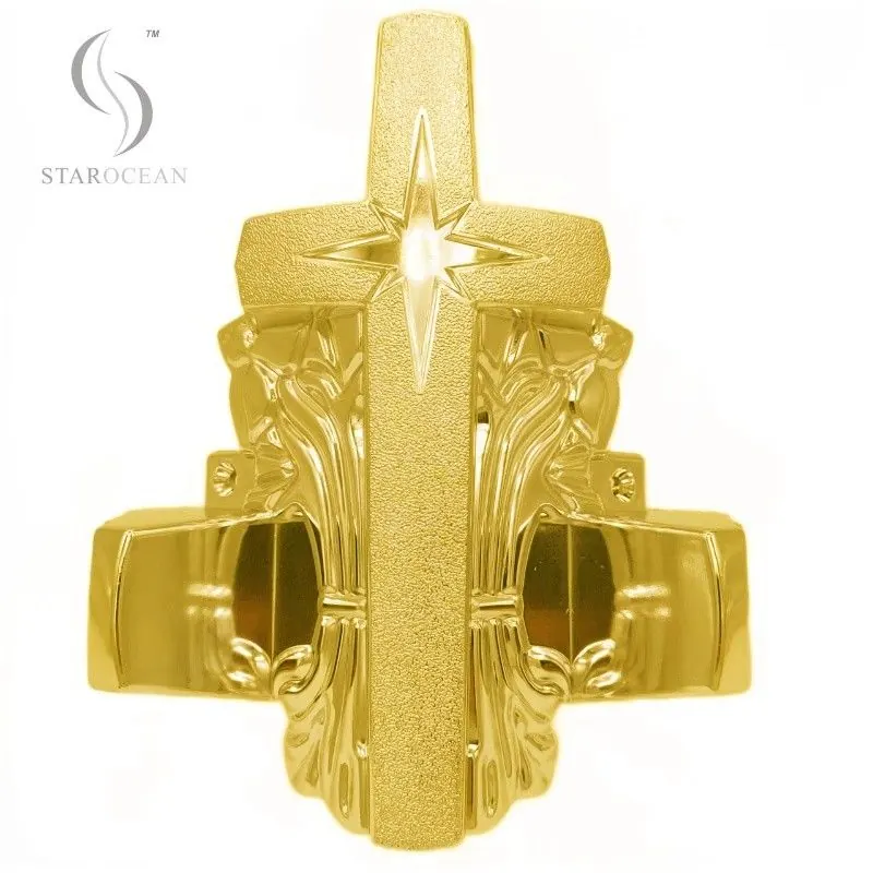 24K Gold Custom Coffin Corners, Star Pattern Design Coffin Decoration Set 12# G view 2