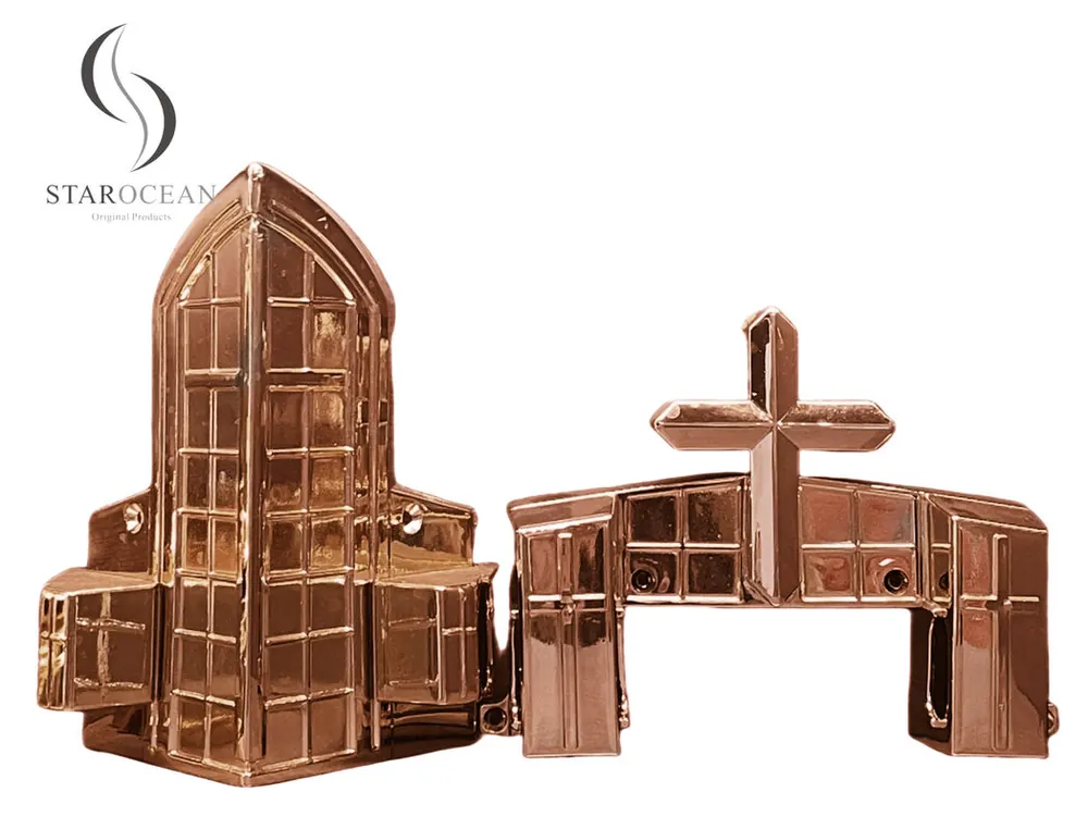 Bronze Electronic Plating Coffin Corner Set Funeral Itmes Smooth Surface 15# B view 1