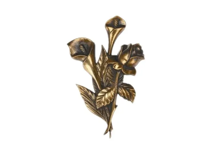 Calla Lily Design Cemetery Decorations Bronze Color for Tombstone Hardware view 1