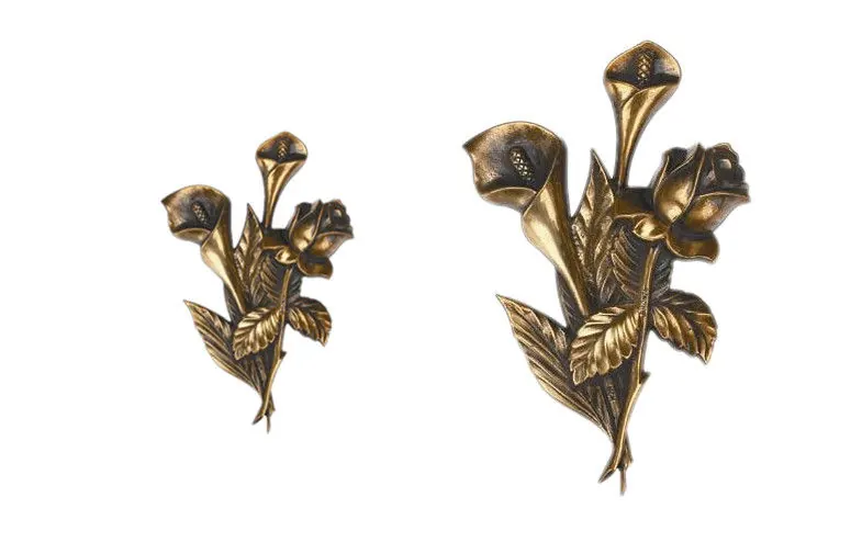 Calla Lily Design Cemetery Decorations Bronze Color for Tombstone Hardware view 2