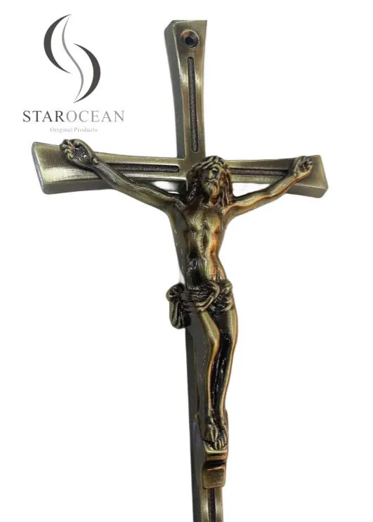 Customizable Antique Brass Metal Funeral Cross 39*15cm SGS Certified ZJ-01 view 3
