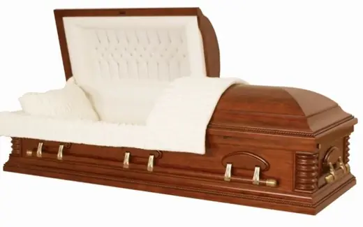 Solid Oak Custom Caskets Luxury Decoration Design with Almond Velvet Interior