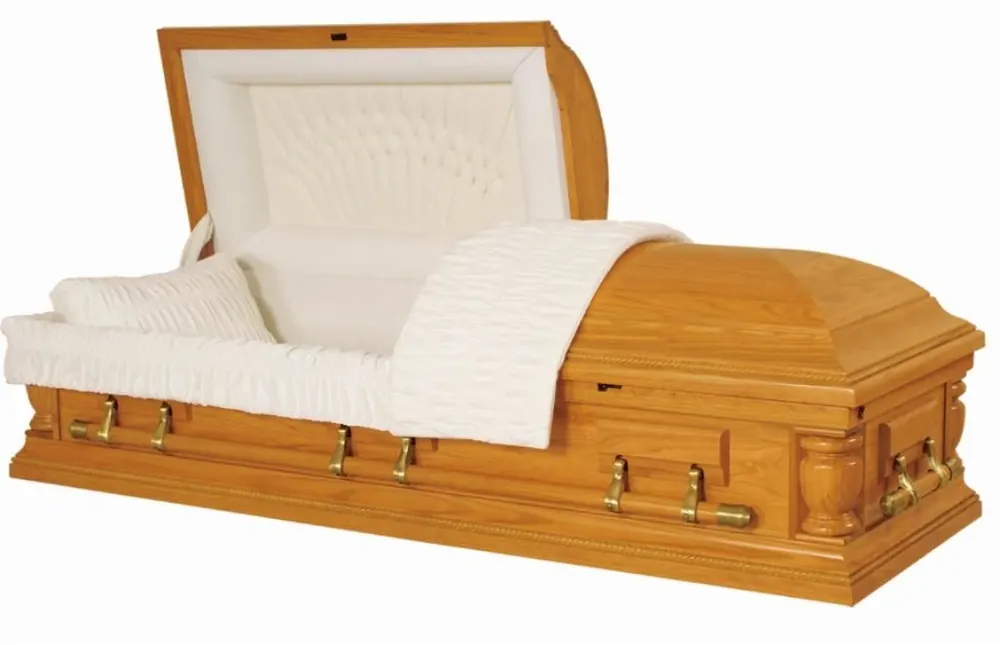 Premium Solid Oak Wood Casket , Hardwood Caskets Compact Structure Eco Friendly view 1