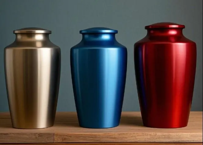 Personalized Cremation Urns Custom Color Aluminum Urns with Zinc Alloy Decoration view 1