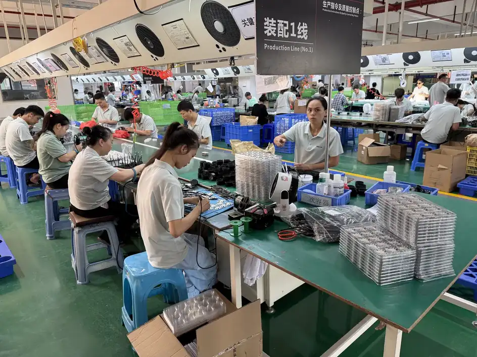 Airport lighting vendor workshop producing LED downlight fixtures for terminal projects