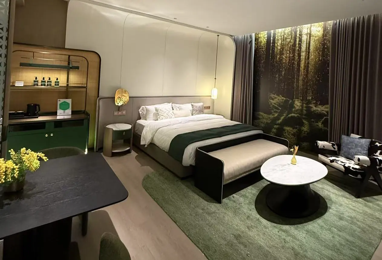 Hotel bedroom furniture package with case goods and headboard