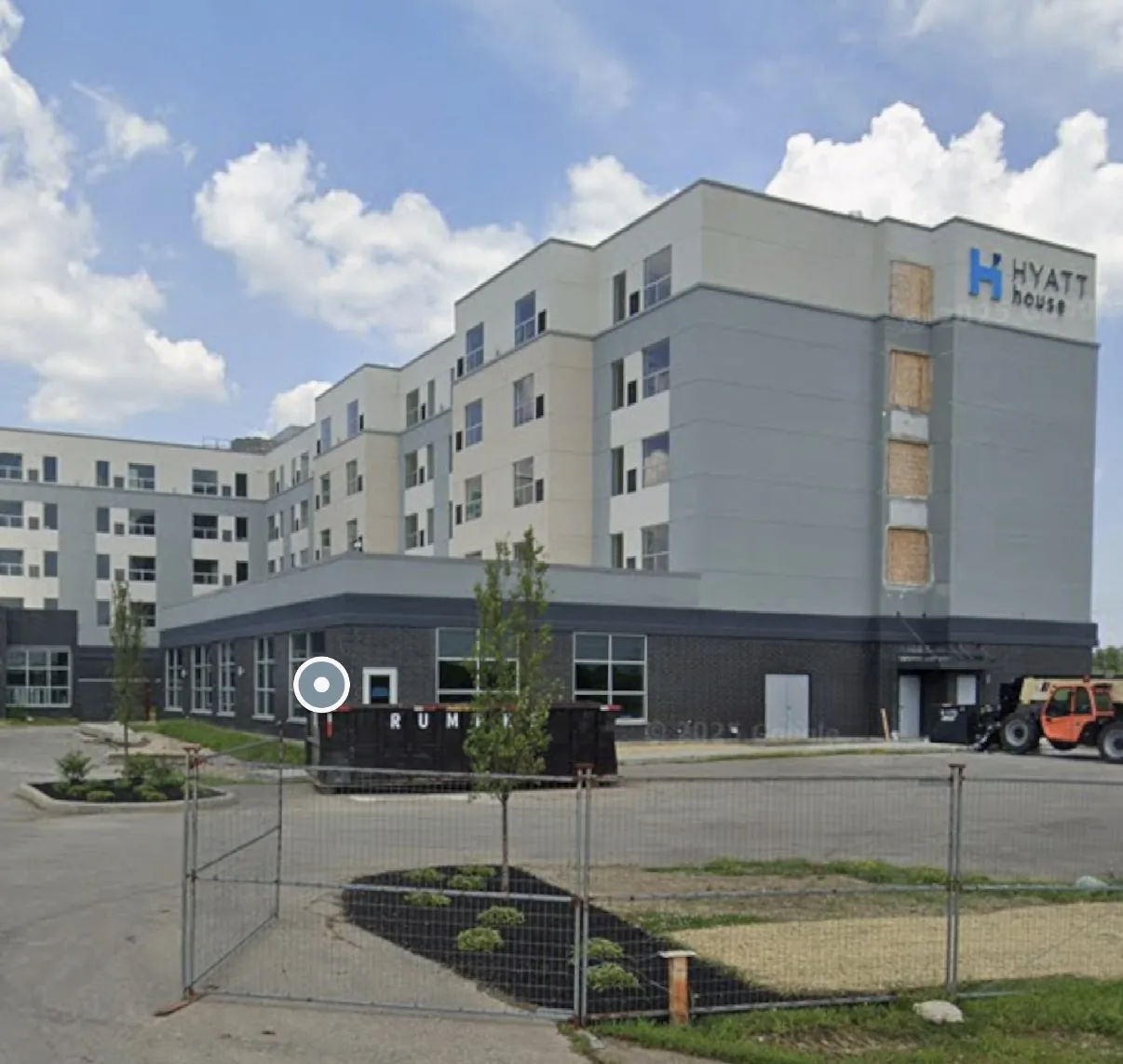 Hyatt House West Chester exterior during the FF and E delivery phase