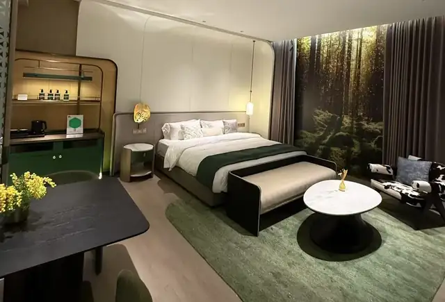 Hotel bedroom furniture package with case goods and headboard